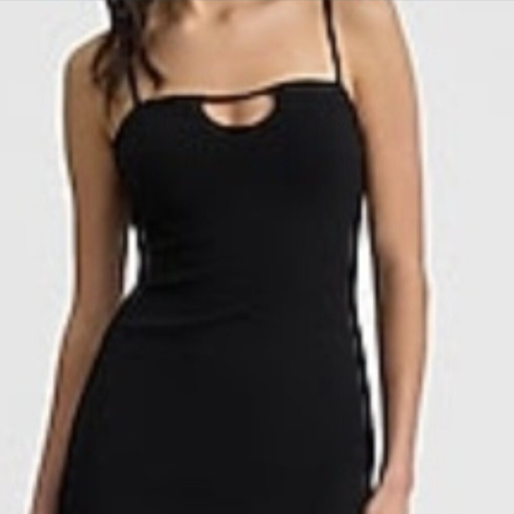 EXPRESS SQUARE NECK SLEEVELESS CUTOUT MIDI DRESS